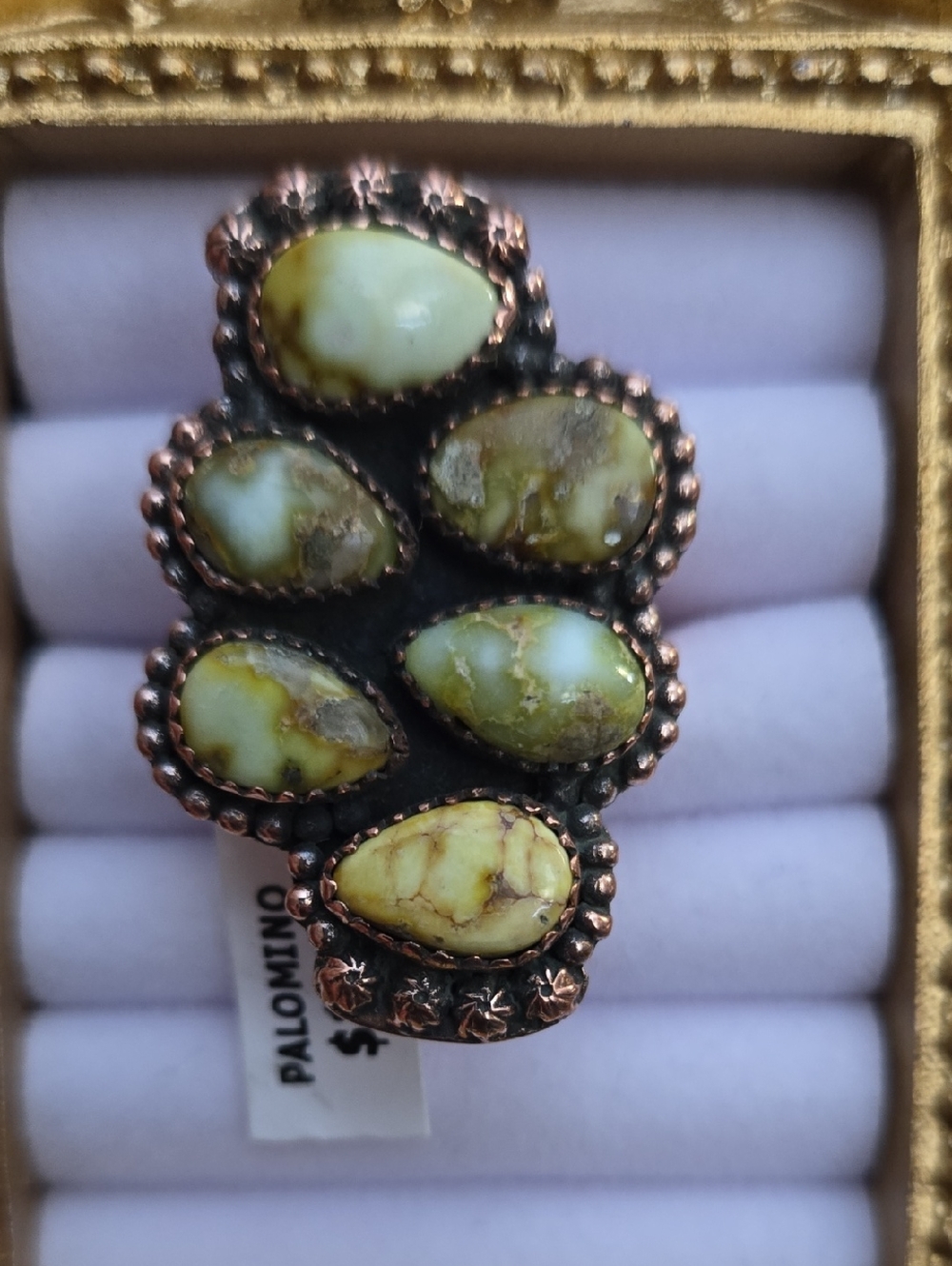Palomino Green Turquoise Teardrop Cluster Ring